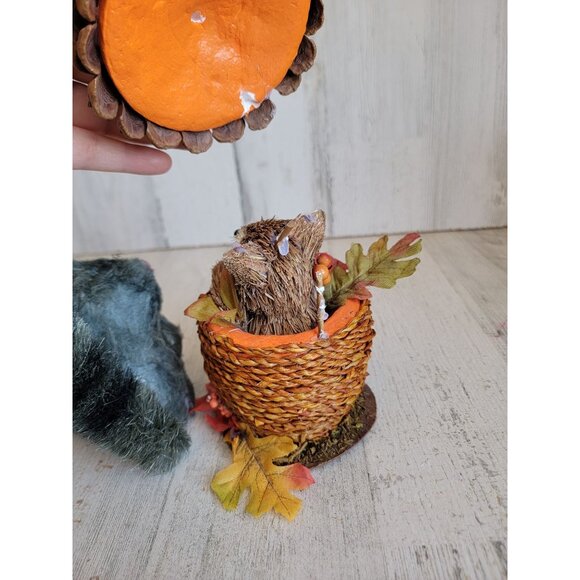 Bristle brush bottle raccoon acorn squirrel forest friends fall‎ home decor set - Picture 6 of 8